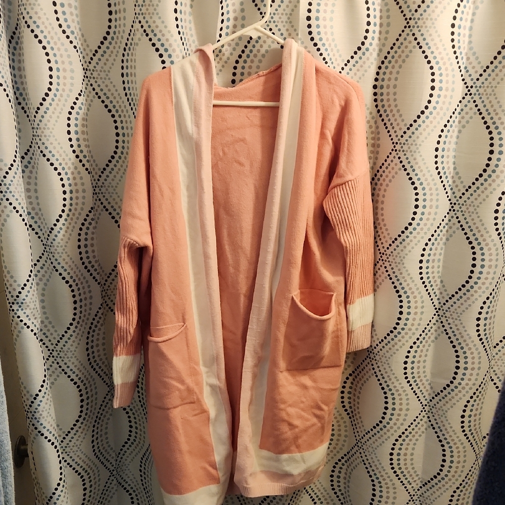 Amazon Essentials Pink and White Women's Cardigan
